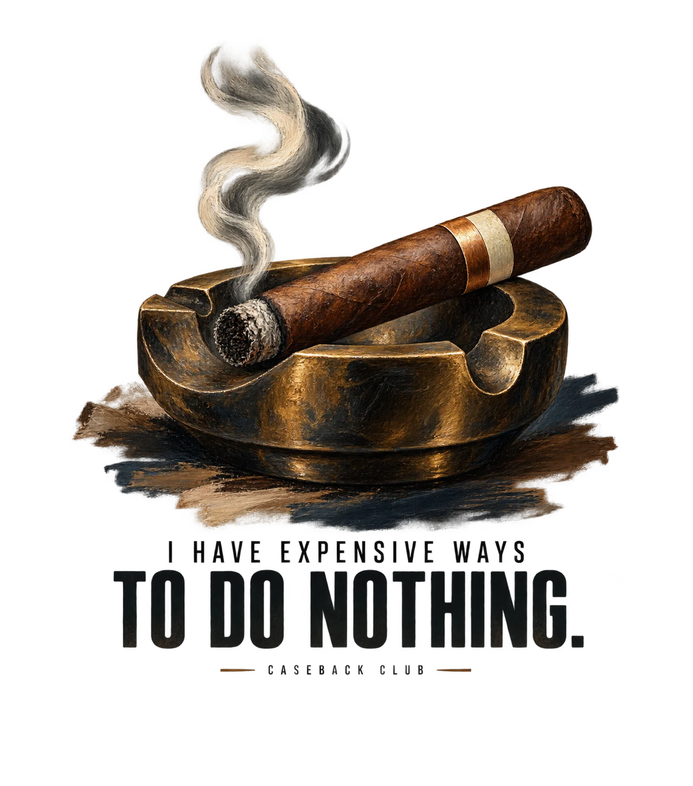 Cigar and ashtray painting about taking time to do nothing